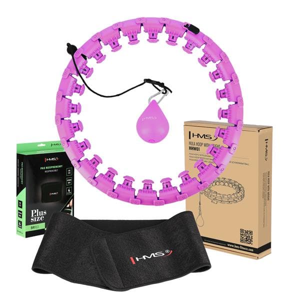 HULA HOPPE SÆT HHW12 VIOLET MED PROJEKTIONER OG HMS VÆGT + BÆLTE BR163 SORT PLUS STØRRELSE