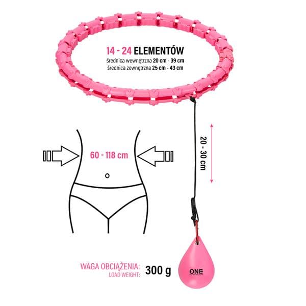 HULA HOP SET OHA02 PINK ULKOISTA JA PAINO YKSI FITNESS + VYÖ BR160