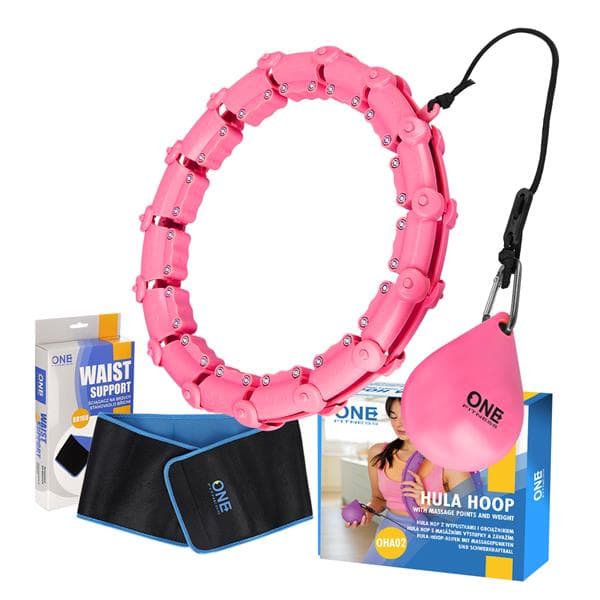 HULA HOP SET OHA02 PINK ULKOISTA JA PAINO YKSI FITNESS + VYÖ BR160