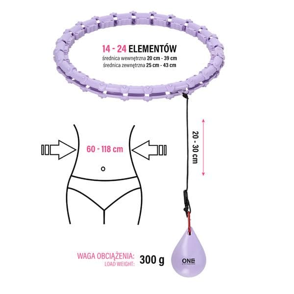 HULA HOP SETTI OHA02 VIOLETTI ULOTTEILLA JA PAINO ONE FITNESS + VYÖ BR160