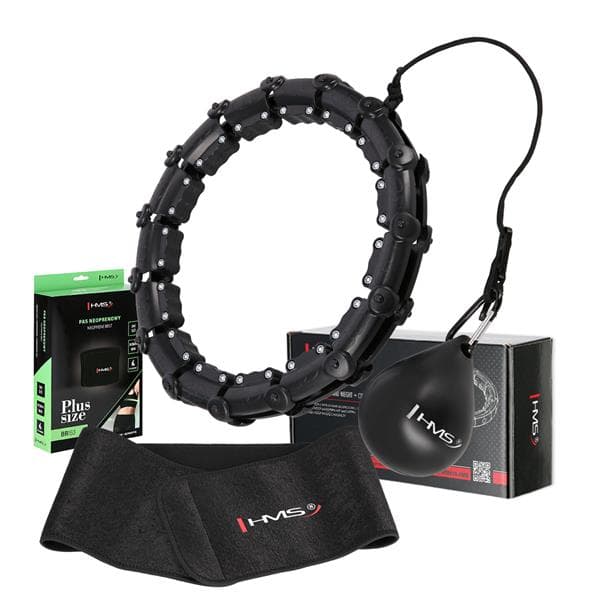 HULA HOPPSET HHW11 SVART MED UTSKRIFT OCH VIKT + BÄLTE BR163 SVART PLUS STORLEK HMS