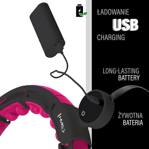 HHM16 HULA HOP MUSTA/PINKI MAGNEETIT JA PAINO + HMS-LASKIN