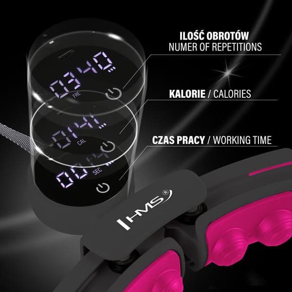 HHM16 HULA HOP MUSTA/PINKI MAGNEETIT JA PAINO + HMS-LASKIN