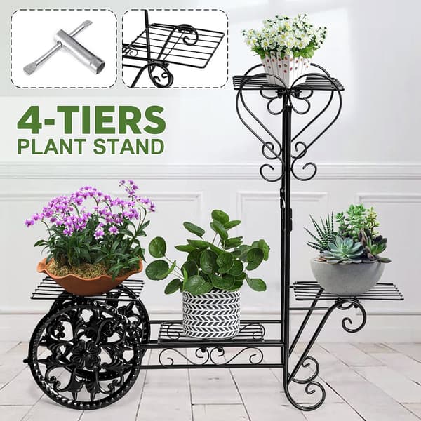 4 Etagers Metal Plant Stand Urtepotteholder hylder Hjem Indendørs Udendørs Decor US