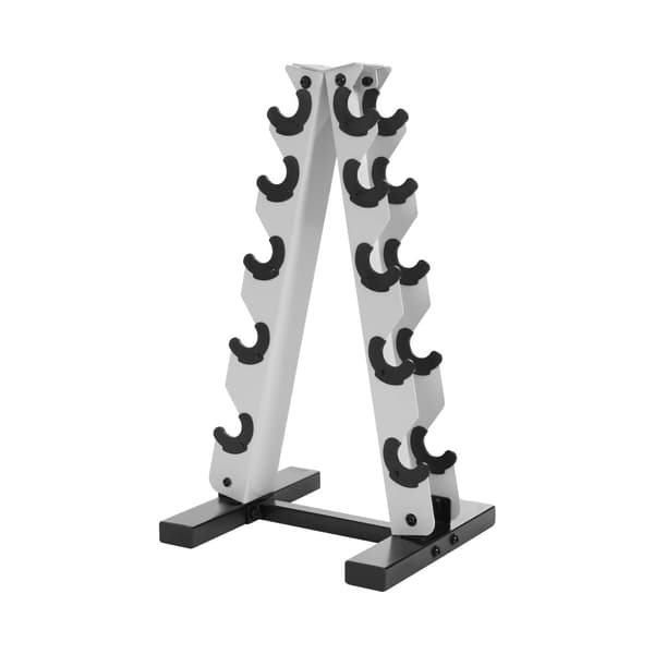 5-tasoinen käsipainoteline, moderni A-muotoilu, maksimi kuormitus 100 kg,valkoinen
