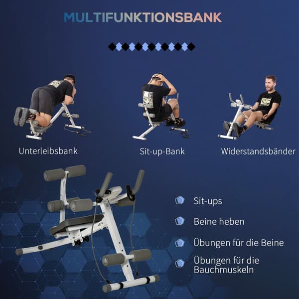 Rootz 2 i 1 sit -up -tränare - Abdominal Trainer - Fitness Equipment - LCD Monitor - Stålram - 117 cm x 46 cm x 70 cm