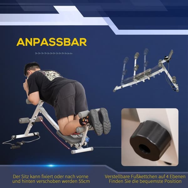 Rootz 2 i 1 sit -up -tränare - Abdominal Trainer - Fitness Equipment - LCD Monitor - Stålram - 117 cm x 46 cm x 70 cm
