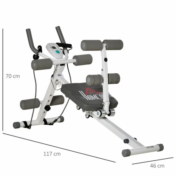 Rootz 2 i 1 sit -up -tränare - Abdominal Trainer - Fitness Equipment - LCD Monitor - Stålram - 117 cm x 46 cm x 70 cm