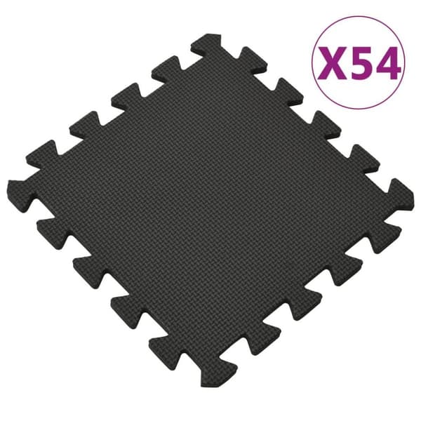 vidaXL gulvmåtter 54 stk. 4,86 ㎡ EVA-skum sort
