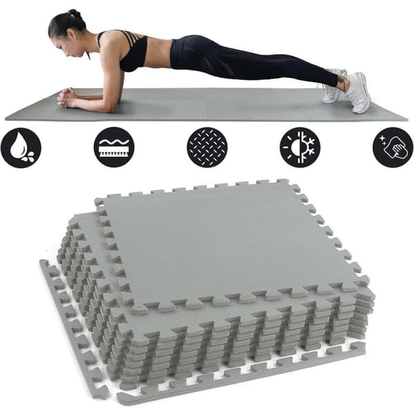 Träningsutrustning för sportgolv - 50 x 50 cm - 8 stycken - grå