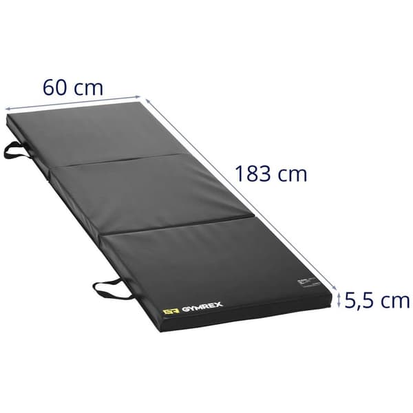 Gymrex Vikbar gymnastikmatta - 180 x 60 x 5 cm - svart