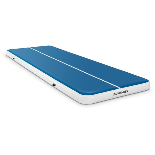 Gymrex Uppblåsbar gymnastikmatta - 600 x 200 x 20 cm - blå och vit