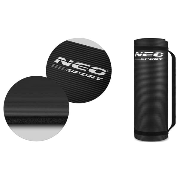 Tjock träningsmatta 183 x 60 cm Neo-Sport - 192300 svart