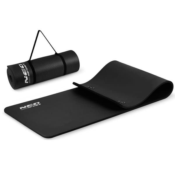 Träningsmatta med hål tjocka 183 x 60 cm Neo-Sport - 192000 svart