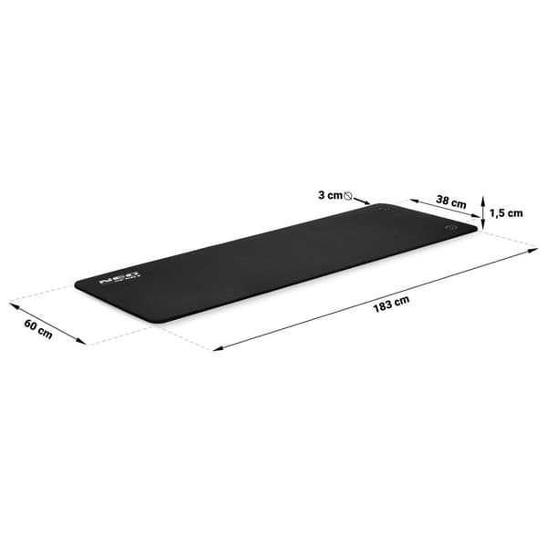Träningsmatta med hål tjocka 183 x 60 cm Neo-Sport - 192000 svart