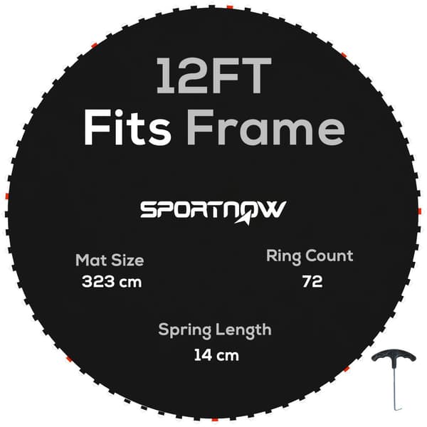 Springboard Erstatningsmåtte, 323 cm Diameter, 72 Ringantal, 14 cm Fjedrlængde,sort