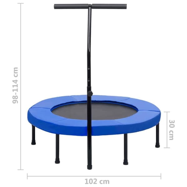 vidaXL fitnesstrampolin med håndtag og sikkerhedspude 102 cm