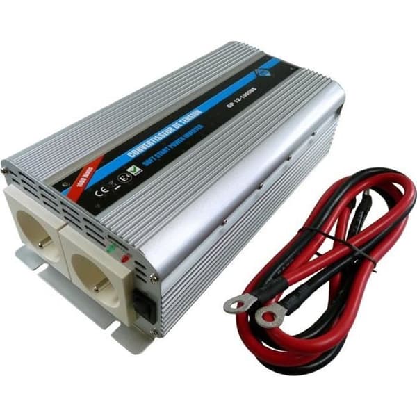 HTC Voltage converter 12/220 V 1000 W med 2 nätuttag