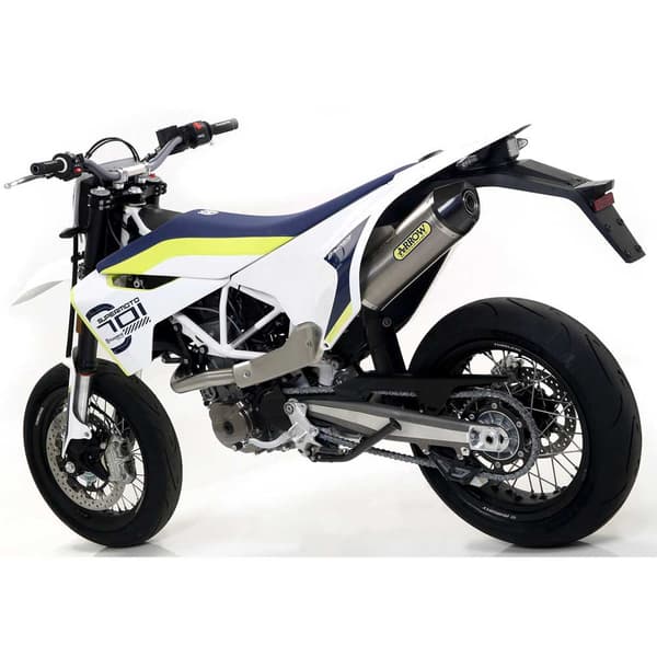 Arrow Mörkt Aluminium Med ändlock I Kol Husqvarna Race-tech 701 Enduro/supermoto ´17-23 Ljuddämpare Silver