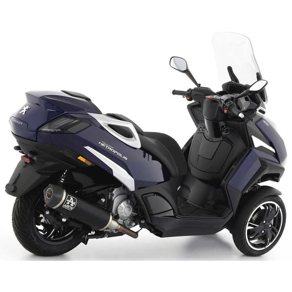 Arrow Urban Aluminium Dark With Carbon End Cap Peugeot Metropolis 400 ´17-21 Hyväksytty äänenvaimennin Hopeinen Homologated