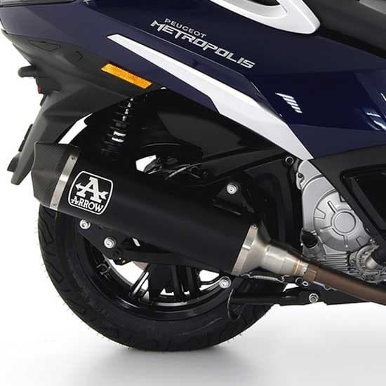Arrow Urban Aluminium Dark With Carbon End Cap Peugeot Metropolis 400 ´17-21 Hyväksytty äänenvaimennin Hopeinen Homologated