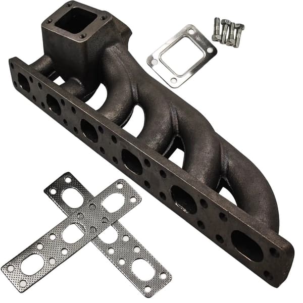 Turboudstødningsmanifold, T3-flange, støbejernskonstruktion, passer til BMW M50/M52 motorer.