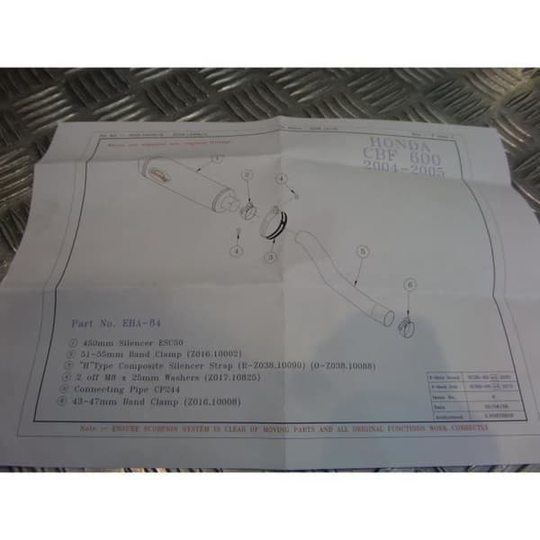 montering scorpion cp244 ljuddämpare pottrör motorcykel honda cbf 600 Z039.HA84 avgaskrage anslutningshylsa
