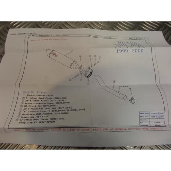 montering scorpion cp105 motorcykel ljuddämpare pottrör honda 600 cbr f4 Z039.HA67 avgashylsa anslutningsledning krage spacer