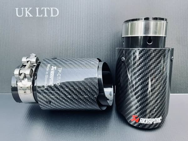 1x Akrapovic Carbon Fibre Gloss Black Exhaust Tip 3″ Inch Universal Direct Fit