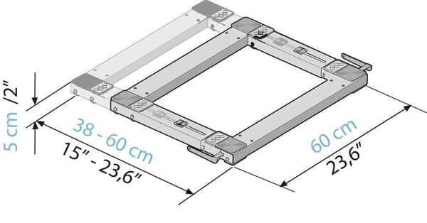 Meliconi - Mobilt stöd för BASE WASH PRO hushållsapparater - Antivibration - Kompatibel med alla modeller 60x60 cm eller 60x45 cm