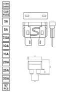 Pikkukuva 2 / 4: ROOKS STANDARD -SULAKESETTI (ATO), 97 OSAA: 3A, 5A, 7,5A, 10A, 15A, 20A, 25A, 30A