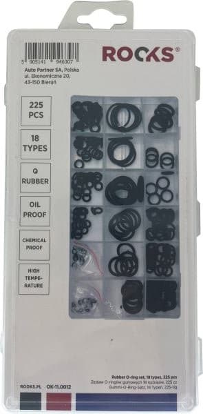 ROOKS GUMMI O-RINGSET 18 TYPER, 225 DELAR, 3-25 MM