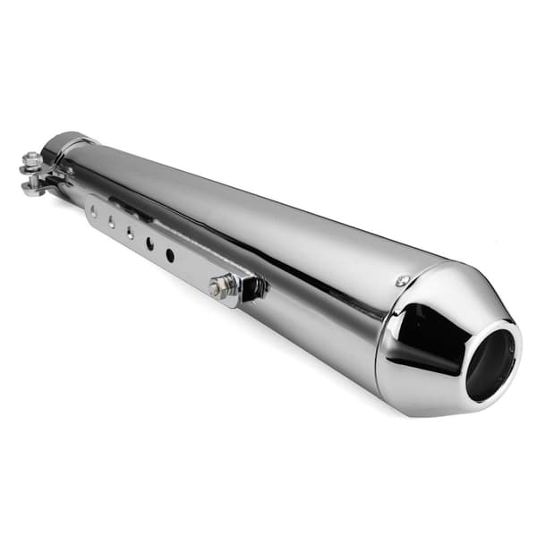 Universal Motorcykel Avgasdämpare – Silver, 44.5cm, 3 Reduktionshylsor (35/39/43mm)
