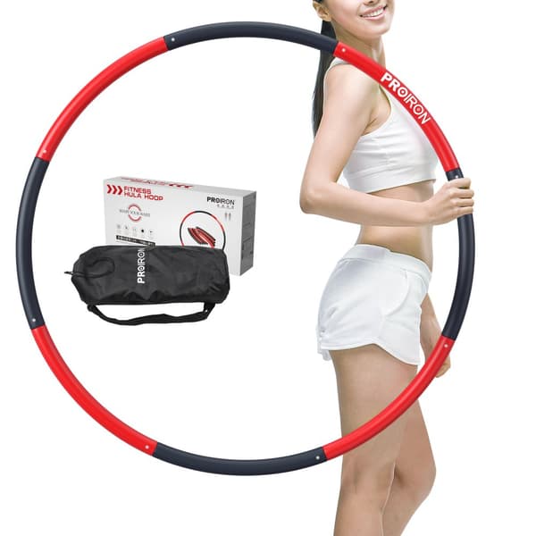 PROIRON Fitness Hula Hoop 1,8 kg, svart/rød, 73 - 98 cm bred, 8 seksjoner