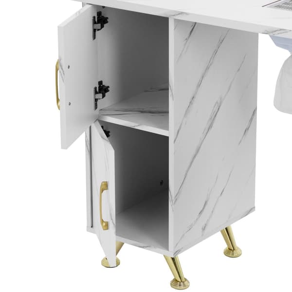 Nagelbord - Med utsug - Marmorerat / gyllene - 3 lådor - Handstöd - physa