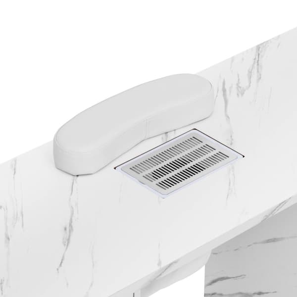Nagelbord - Med utsug - Marmorerat / gyllene - 3 lådor - Handstöd - physa