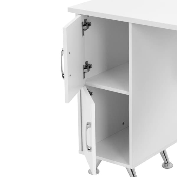 Nagelbord - Med utsug - Vitt / silver - 3 lådor - Handhylla - physa