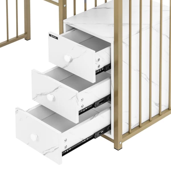 Nagelbord - Med utsug - Järnram - Marmorerat / gyllene - 3 lådor - Handstöd - physa