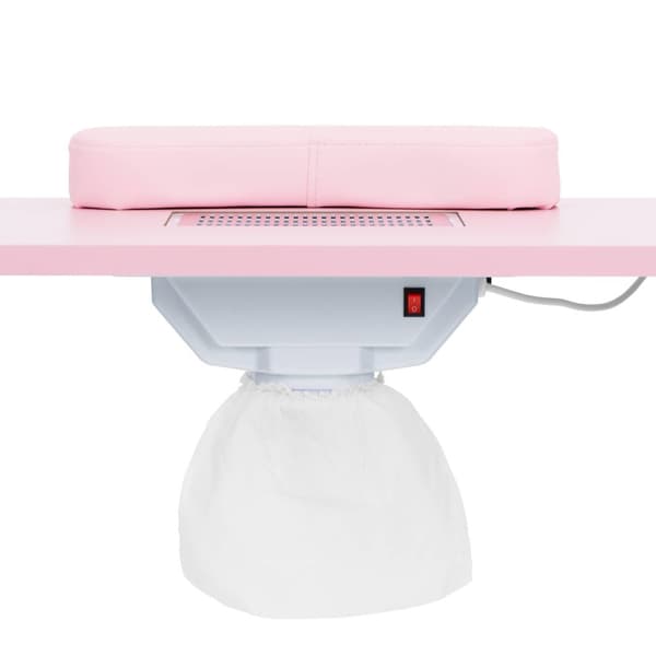 Nagelbord - Med utsug - Rosa / gyllene - 3 lådor - Handhylla - physa