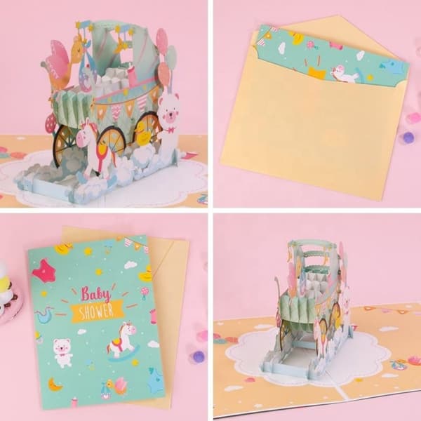 3D Pop-up babyshower-hälsningskort