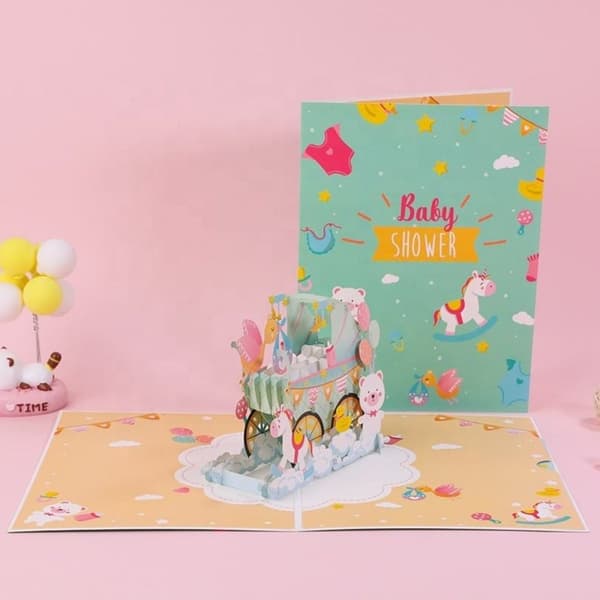 3D Pop-up babyshower-hälsningskort