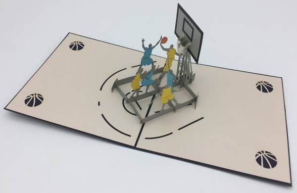 3D Pop-up sporthälsningskort - Basketboll