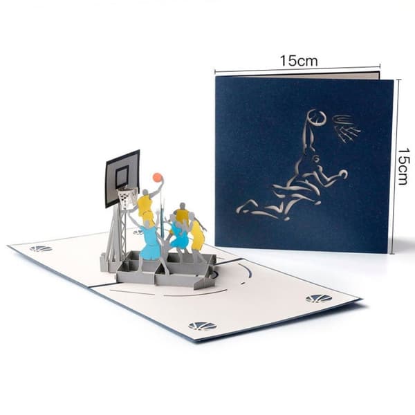 3D Pop-up sporthälsningskort - Basketboll