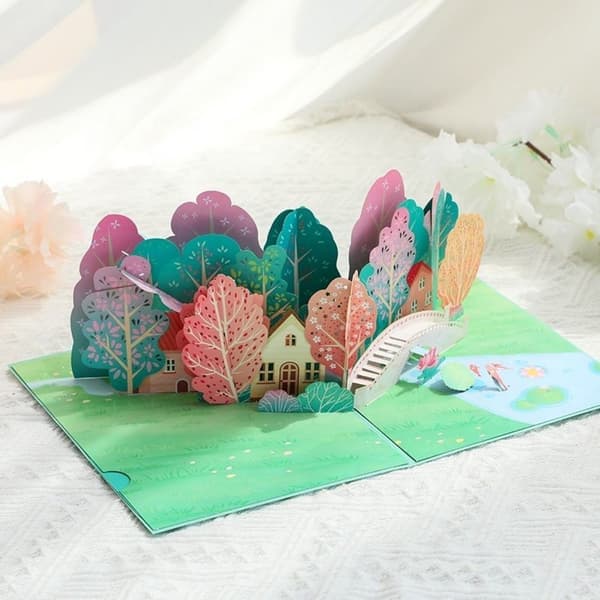3D Pop-up-hälsningskort Idyllisk avkoppling