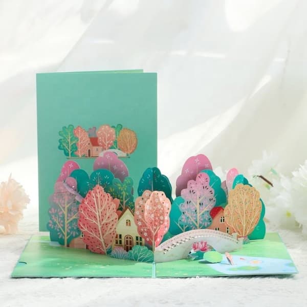 3D Pop-up-hälsningskort Idyllisk avkoppling