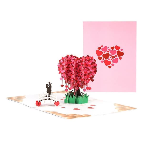 3D Pop-up Valentinsdag Lykønskningskort - Kærlighedstræ