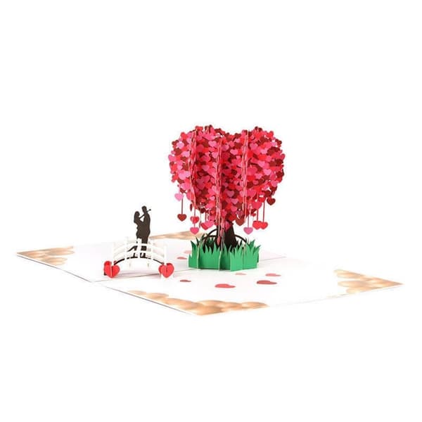 3D Pop-up Valentinsdag Lykønskningskort - Kærlighedstræ