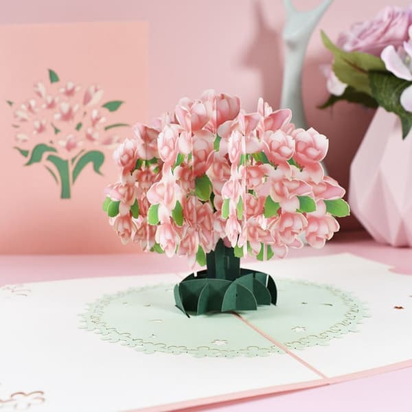 3D-pop-up-kukkien onnittelukortti - Kukkiva magnolia