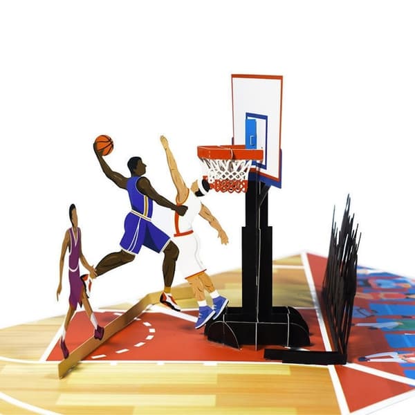 3D Pop-up sporthälsningskort - Basket 2
