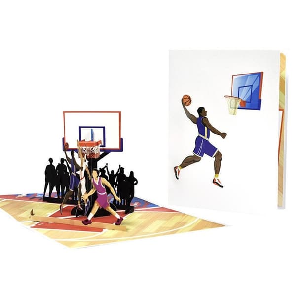 3D Pop-up sporthälsningskort - Basket 2